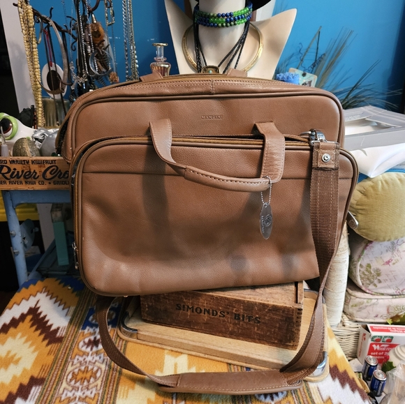 Mancini Leather Briefcase Laptop Shoulder Bag - Picture 7 of 7